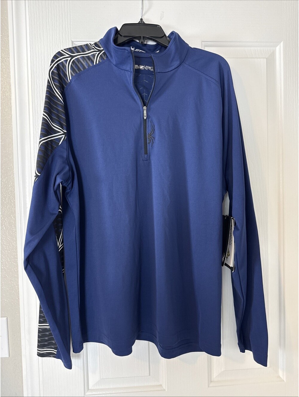 $100 Spyder Gate Zip T-Neck 1/4 Zip Base Layer Shirt Mens XL Navy NWT
